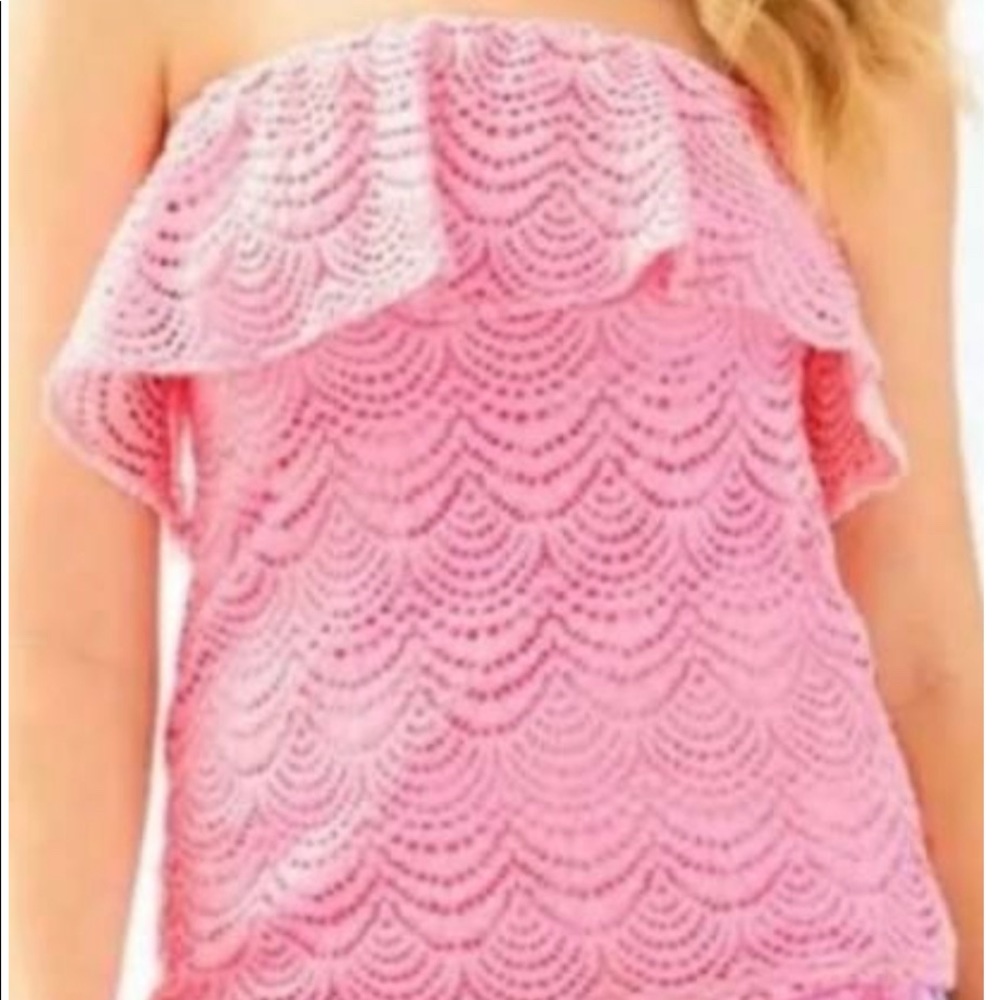 Lilly Pulitzer pink strapless eyelet tube top
